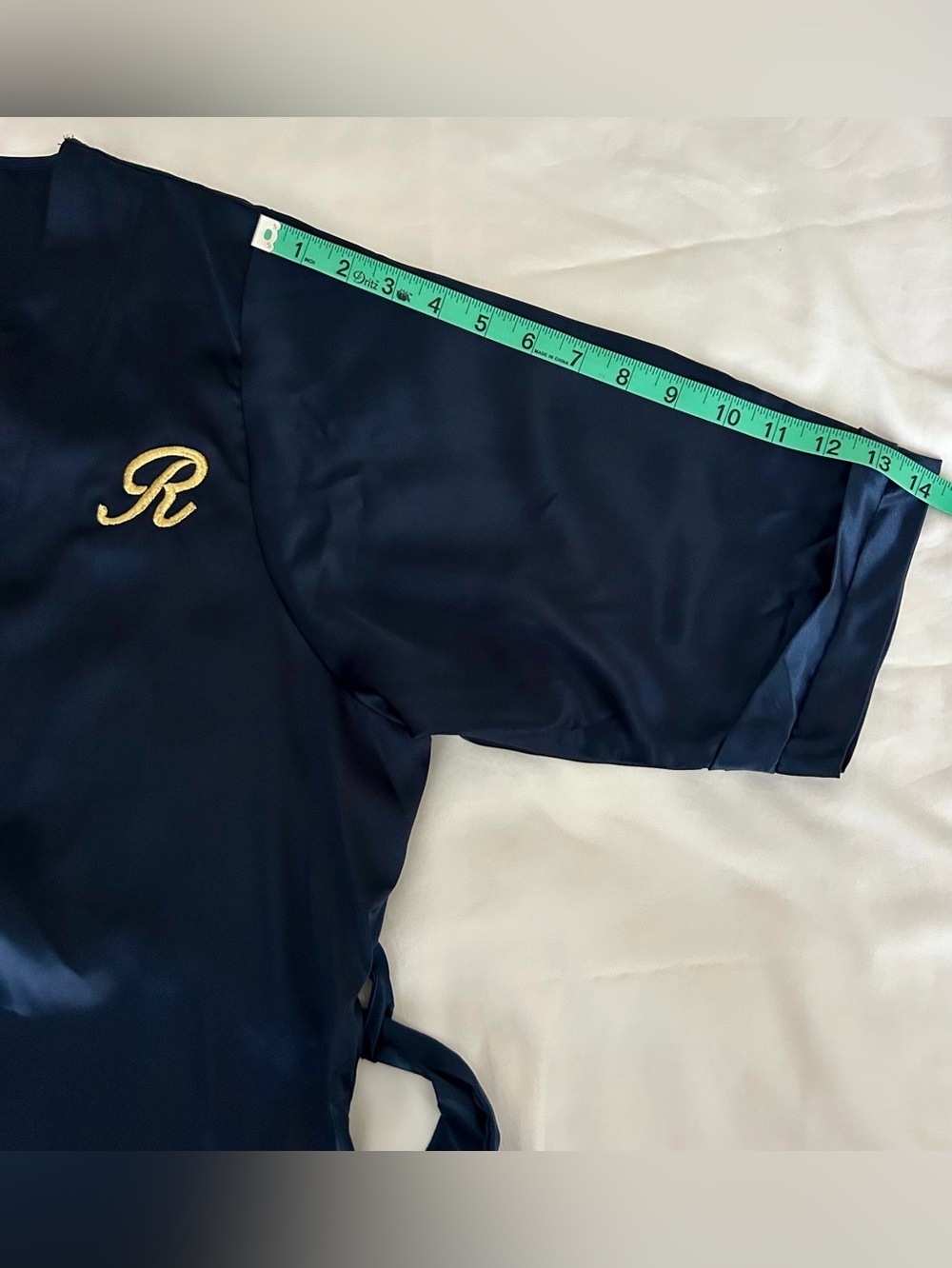 Women’s Short Satin Monogrammed “R” Robe - Picture 10 of 10